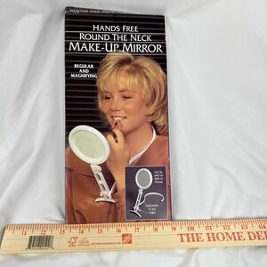Vintage Hands Free Round Neck Makeup Mirror Retro Vanity Tool